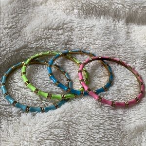 Classic, bamboo inspired, enameled bracelets